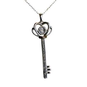 Bridge Diamond  Key Pendant Necklace, 18”